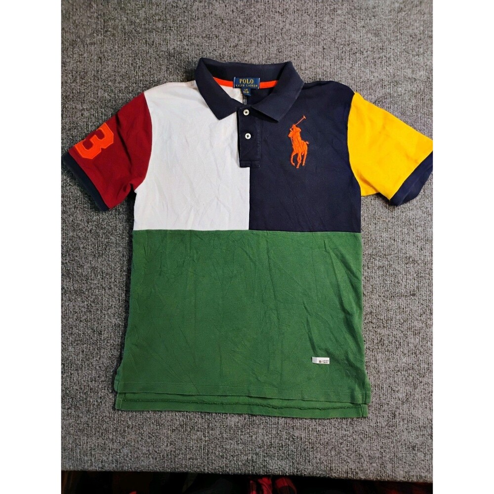 Polo Ralph Lauren Big Pony Polo Shirt Youth L Colorblock Rugby Preppy